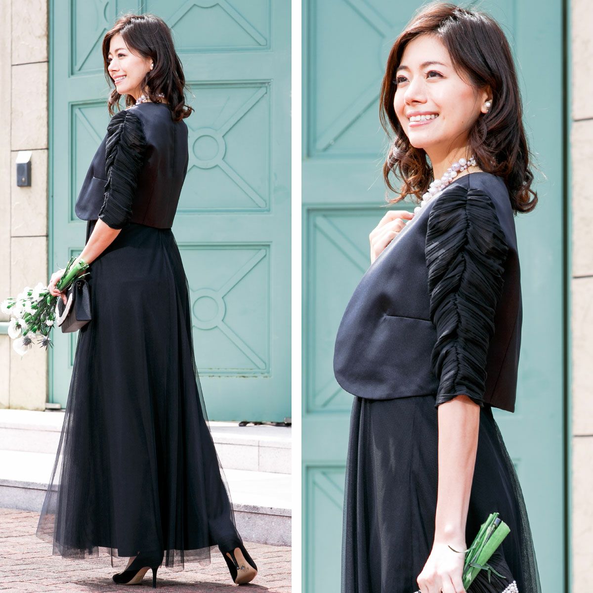 11月5日再入荷 シンプル バロック模様 ロングドレス ボレロセット Fd アールズガウン