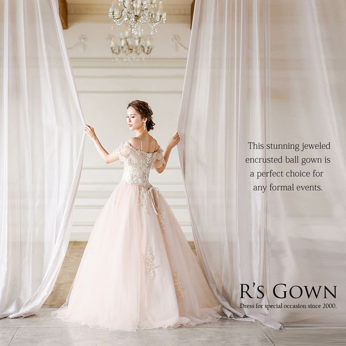 シルバー ビーズ刺繍 ロングドレス ロングガウン e34704.jpg